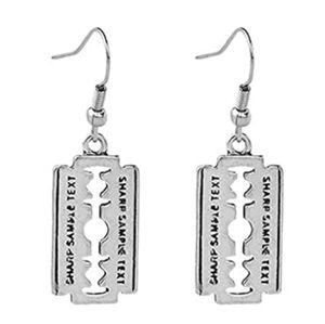 Silver Fake Razor Blade Earrings Punk Gothic Dangle